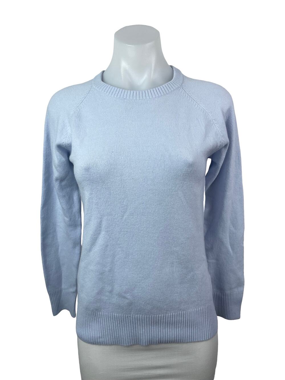 French Connection Women's Blue Crew Neck Knit Long Sleeve Sweater Top Size M